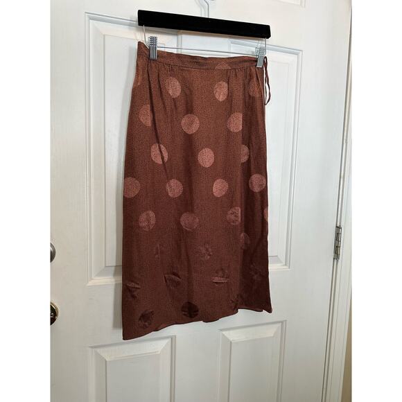 Vintage Raul Blanco Skirt and Top Set Silk Brown Size 8 - Picture 8 of 10